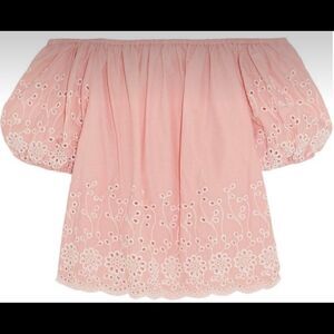 See by Chloe Off Shoulder Borderie Anglaise Cotton Poplin Top